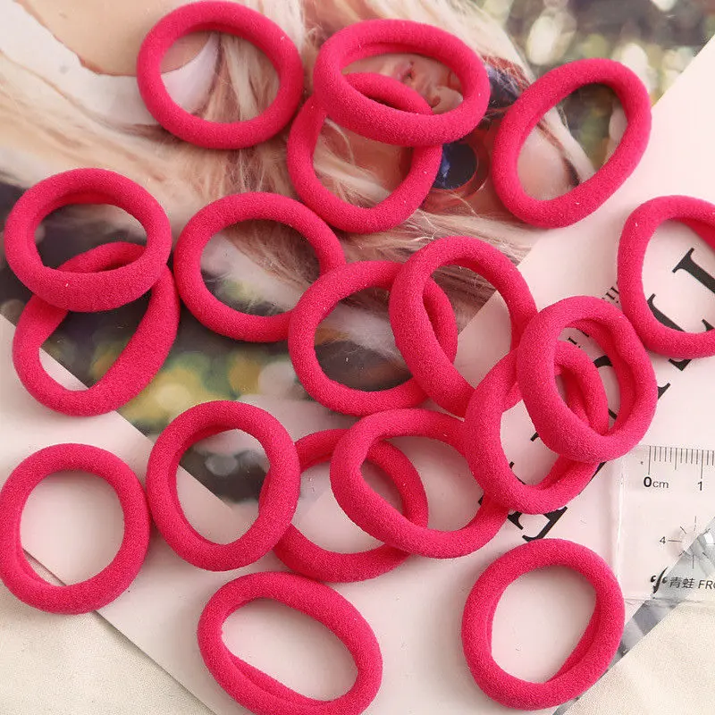 Hot pink 50 шт./лот, 3 см аксессуары для волос, детская эластичная резинка для волос, резинки для волос, повязка на голову для девочек, аксессуары для волос, резинки для волос, головные уборы - Цвет: Hot pink
