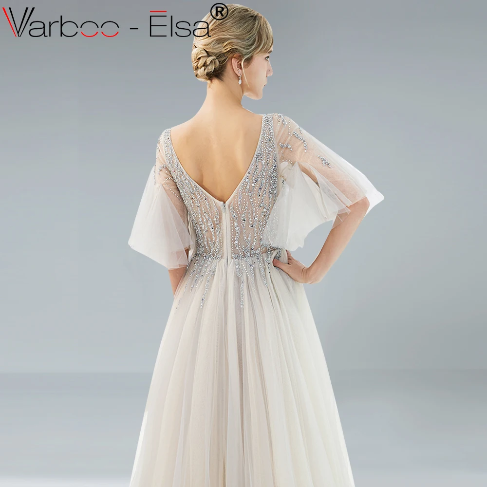 VARBOO_ELSA серые роскошные сексуальные вечерние платья длинные новинка 2018 Тяжелые