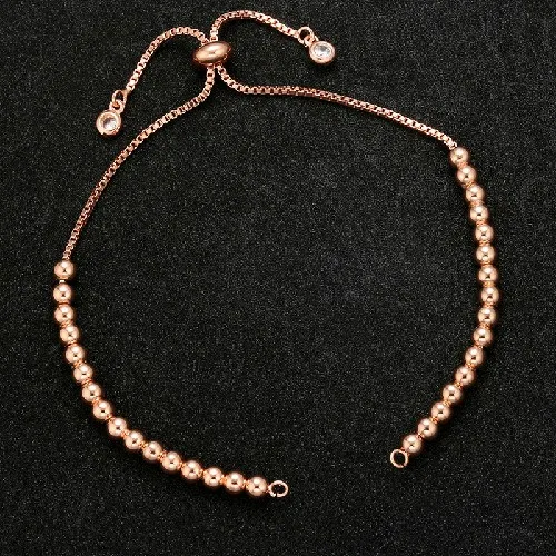 rose gold ZHUKOU 7x260 мм Модный высококачественный браслет из металлических бусин для женщин DIY украшения ручной работы декоративные аксессуары Модель: VL14 - Окраска металла: rose gold