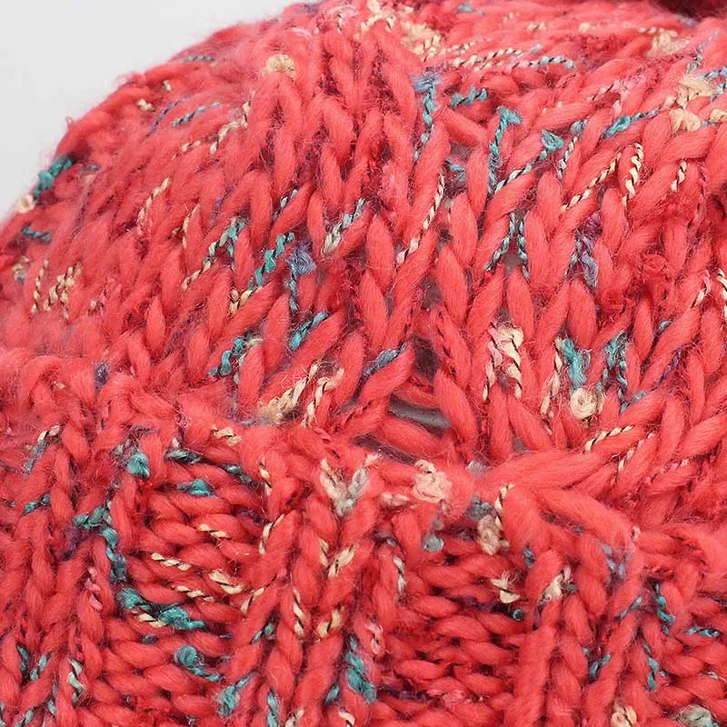 Новинка женская зимняя теплая шапка бини ручная работа толстая вязаная с грубыми