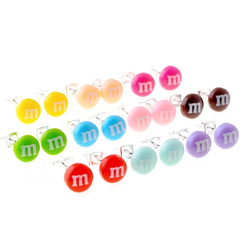 

10pcs( 5pairs ) Candy Letter M Resin Earring Post Cute Sweet Gift jewelry