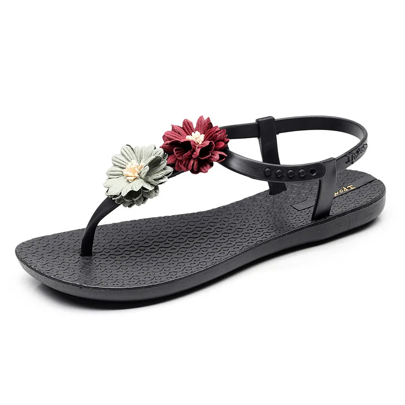 Летние сандалии на плоской подошве женские повседневные однотонные