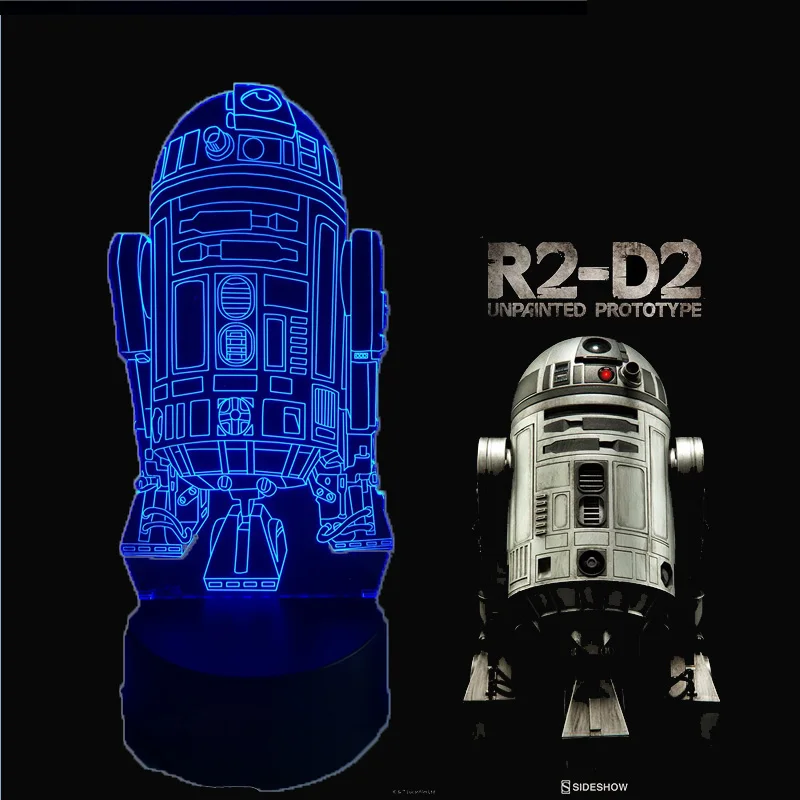 Звездные войны R2D2 военный корабль 3D Лава Ночной светильник сенсорный 7 цветов