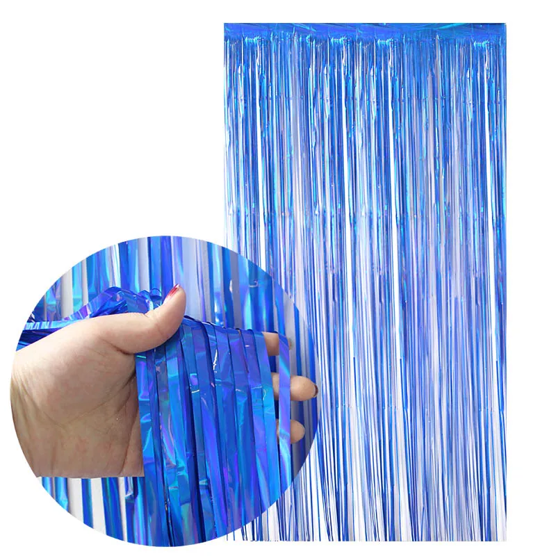1pc dark blue 2x1 м красочные шторы из фольги Свадебный декор фон для фотосъемки занавеска реквизит для фотосессии девичник для взрослых День рождения украшения - Цвет: 1pc dark blue