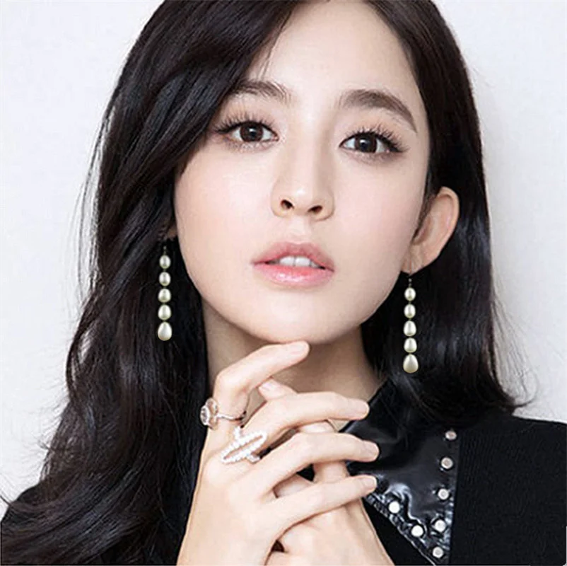 

2020 fashion purely handmade S925 sterling silver Real Natural pearl tassel earrings Long Drop Earrings gold earrings for women