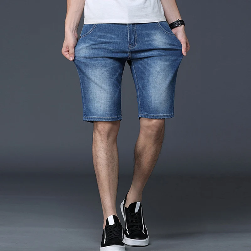 02 Men's Denim Shorts Good Quality Short Jeans Men Cotton Solid Straight Short Jeans Male Blue Casual Short Jeans High Quality - Цвет: 02