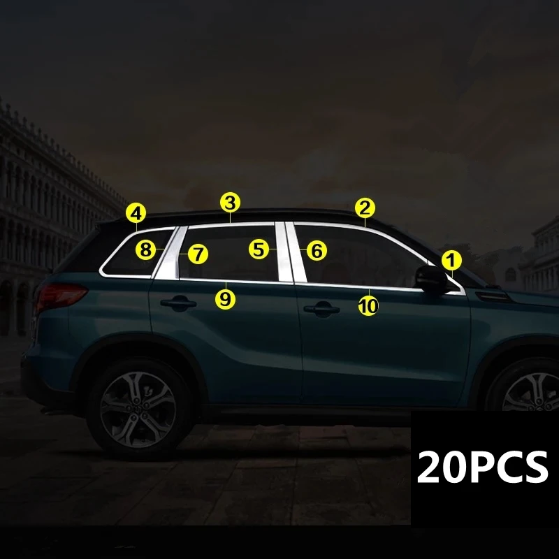 Для Suzuki Vitara- корпус из нержавеющей стали Стекло окно украшение столб средняя полоса отделка рамка лампы капот запчасти