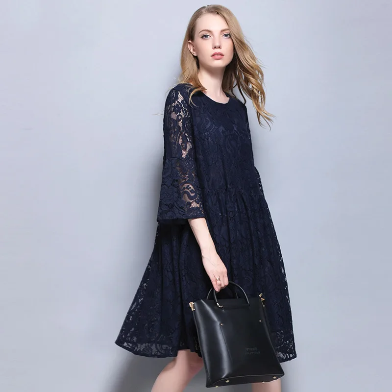 Vestidos Весна Осень женское модное сексуальное летнее платье свободное кружевное