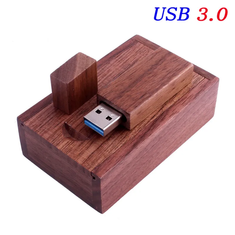 Walnut SHANDIAN USB 3,0 логотип на заказ Деревянный usb+ коробка usb флеш-накопитель Memory stick pendrive 4 ГБ 8 ГБ 16 ГБ 32 ГБ 64 ГБ U диск свадебный подарок - Цвет: Walnut