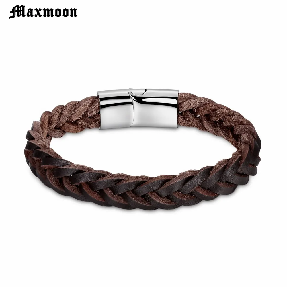 Maxmoon мужские кожаный браслет коричневый оптовая продажа Браслеты-шнурки с