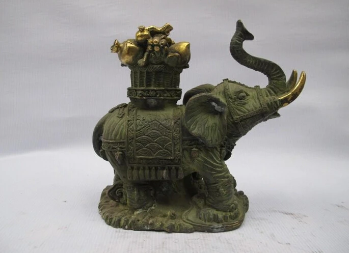 7.5 &quotЛаки Китайский Народная Бронзовый Фэн-Шуй благоприятный Слон Бог корбей