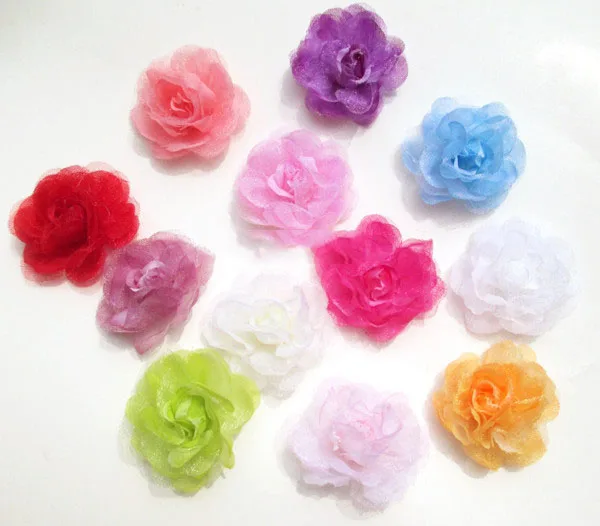 Искусственные головки цветов маленькая чайная роза с шифоновой пряжи