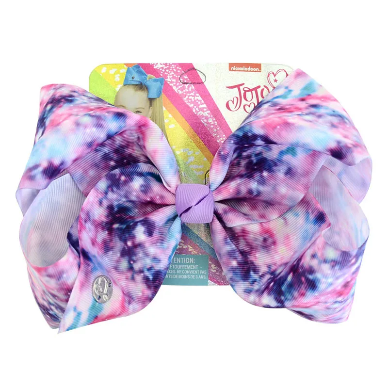 New Printed 1Pc 8 Inch jo Large Bow Clip Butterfly Hairpin Big Hair Solid Color Handmade Accessories For Girls Kids |