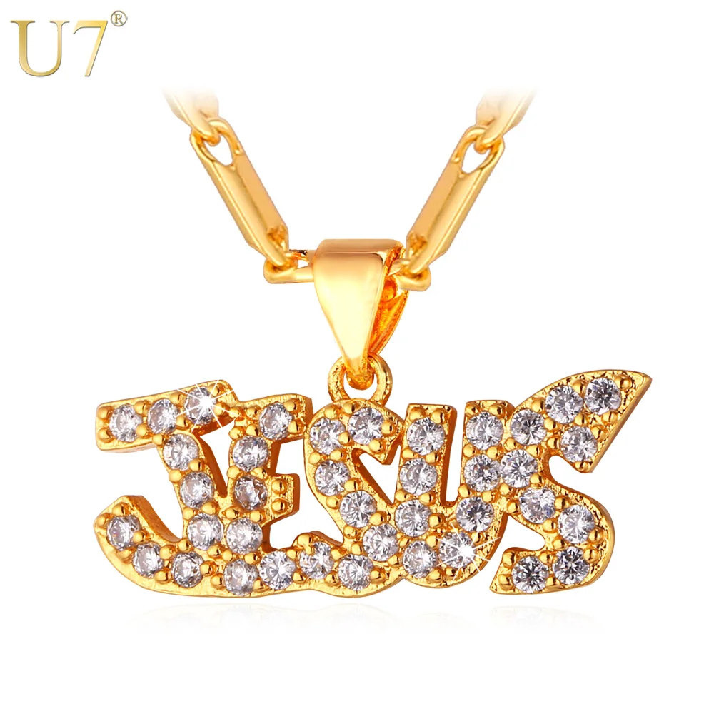 

U7 Jesus Piece Necklace For Women/Men Jewelry Gold/Silver Color Cubic Zirconia Christian Pendant P611