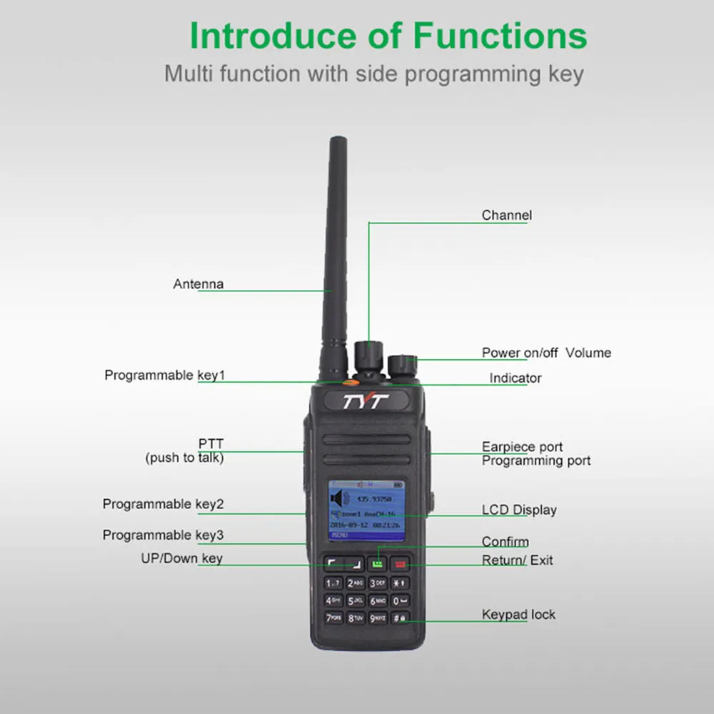 TYT двухстороннее радио MD-398 VHF136-174MHz или UHF400-470MHz Walkie Talkie IP67 Водонепроницаемый DMR цифровой радио MD398 10 Вт домофон