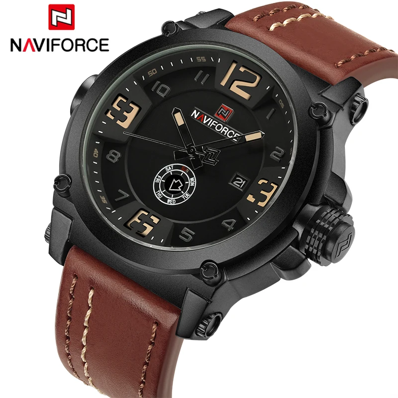 Топ люксовый бренд NAVIFORCE мужские спортивные часы 30 м водонепроницаемые кварцевые