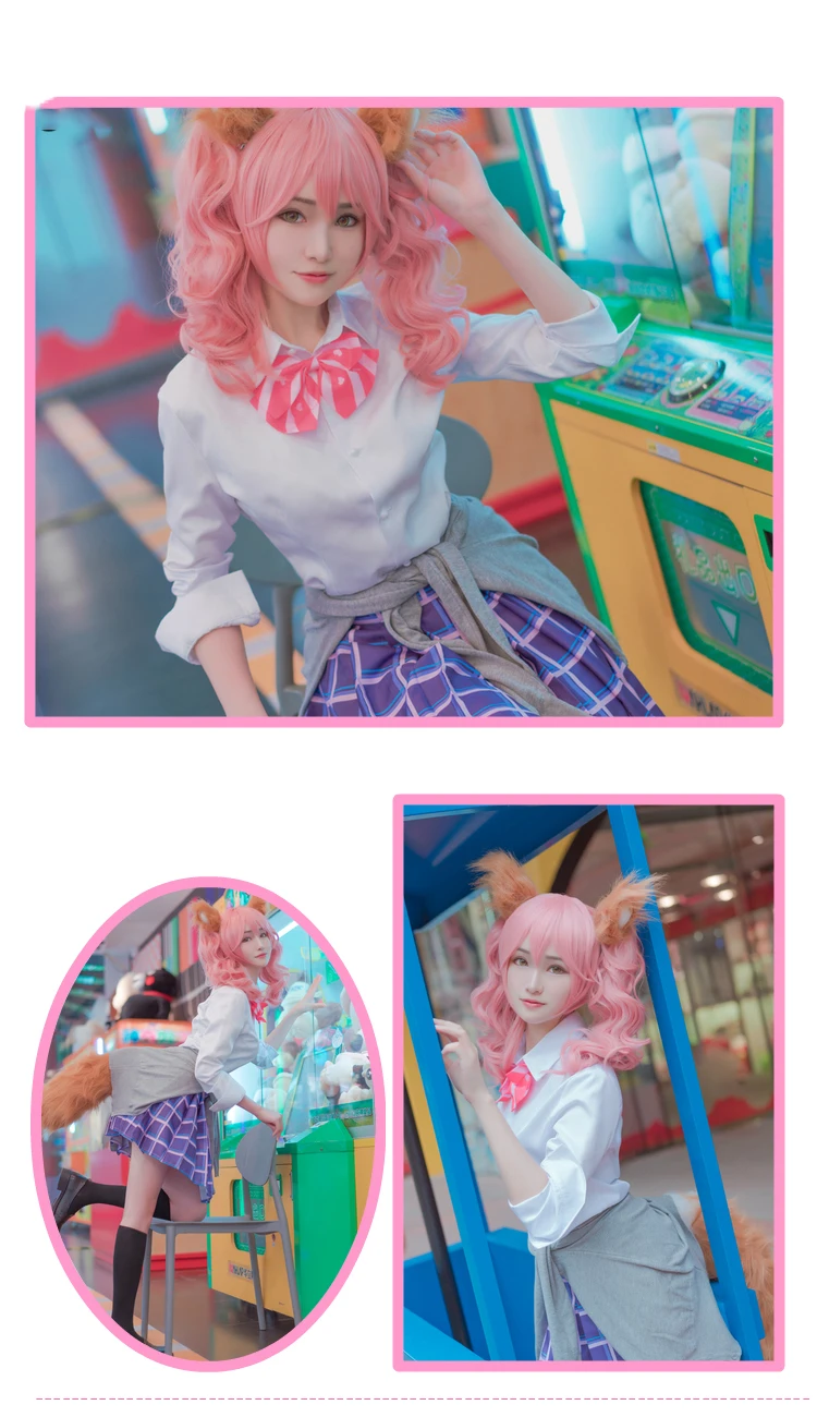 8 шт. Fate EXTELLA CCC FGO Fate Grand Order tamamo no Mae Maid JK школьная форма рубашка Кардиган Платье Аниме Косплей костюмы парики