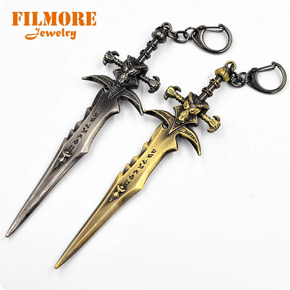 

2018 Hot Game Frostmourne Sword Keychain Lich King Arthas Weapon Pendant 15cm Cosplay Sword Weapon Alloy Key Chains llaveros