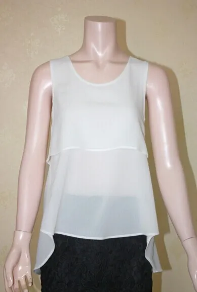 2014 женщины жилет без рукавов о-образным шеи сладкий блузка цвет совок-образным