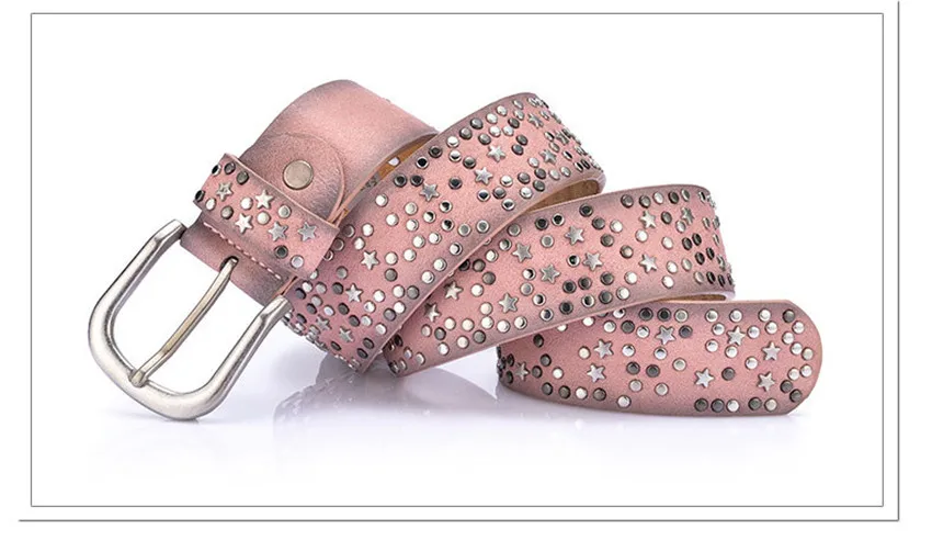 Dinisiton новые модные женские ремни, заклепки панк-рок стиль пояс для леди Блёстки металлической пряжкой широкий с металлическими заклепками из бисера ул. cm18