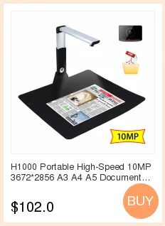 H1000 Портативный высокоскоростной 10MP 3672*2856 A3 A4 A5 документ PDF фото книга ID карта видеокамера сканер документов визуализатор OCR