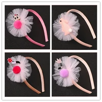 12pcs fashion cute glitter flamingo swan rabbit panda hair sticks pom pom gauze floral hairbands princess hair accessories