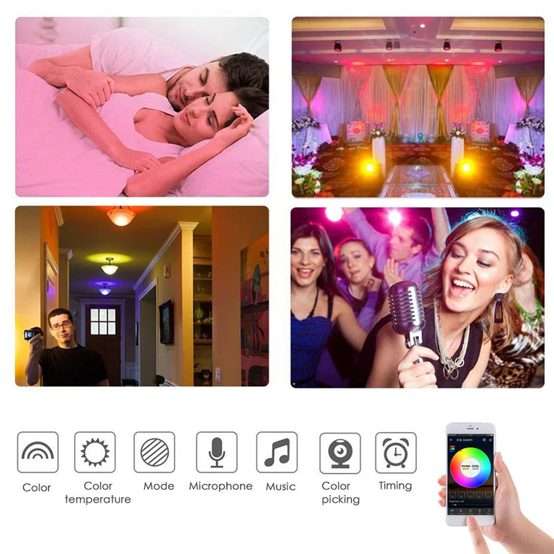 

Smart Bluetooth Downlight Wifi Work with Alexa Google Home Smart Remote Control White & Warm Adjustable Music Smart Light Lamps