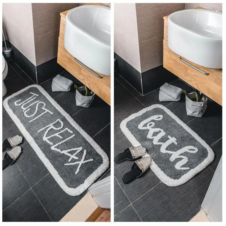 

Nordic Anti-Slip Absorbent Soft Cotton Bath carpet Doormat Floor Rugs Rectangle Non slip Bath Mats Plain Rug tapete banheiro