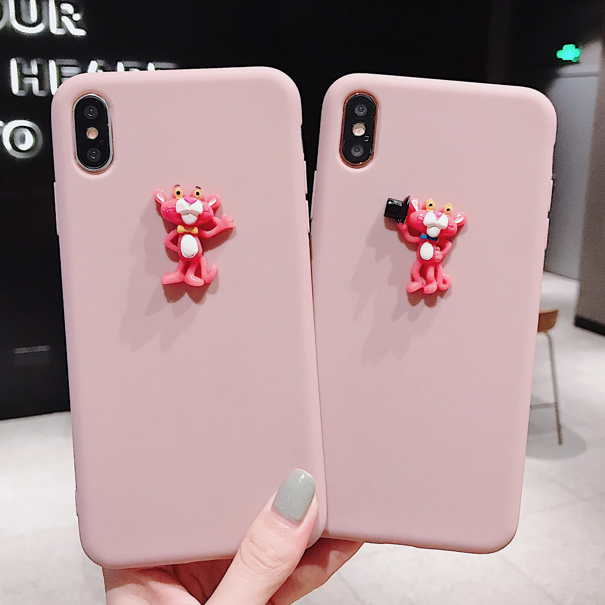 Мягкий ТПУ чехол для телефона iPhone XS MAX XR X 8 7 Plus 6 6s 3D стереоскопическая Розовая