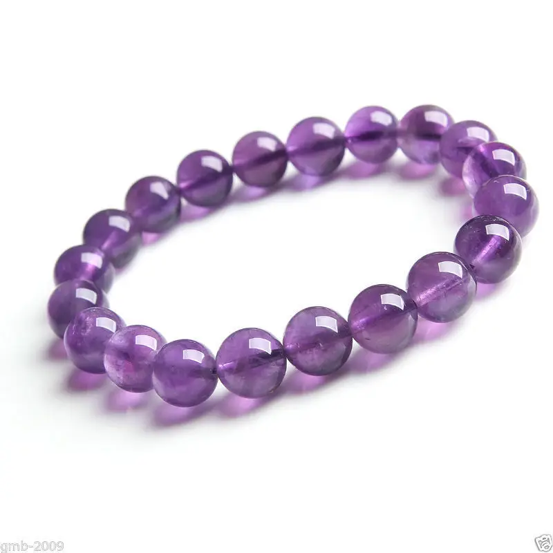 

Free shipping >>>>>>10mm Natural Purple stone Round Stretchy Bangle Bracelet