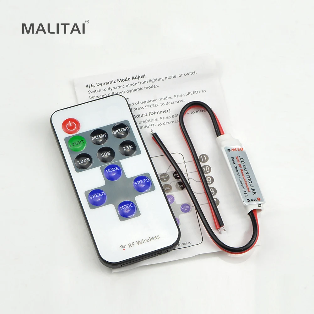 1 шт. мини Беспроводной RF одноцветный светодиодный диммер постоянного тока 5В 12В