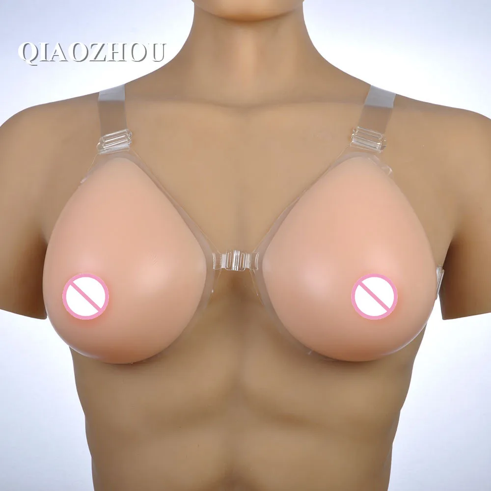 

1200g DD cup 100% silicon transgender boobs artificial breast with straps teardrop real breasts shape tan skin nude skin