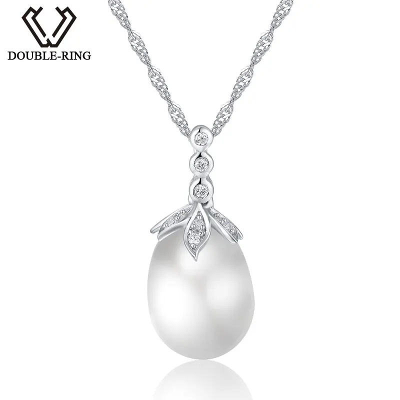 

DOUBLE-R Natural freshwater pearl necklace Water Drop 925 Sterling Silver Pendant Necklace fine Jewelry for women Mothers Day