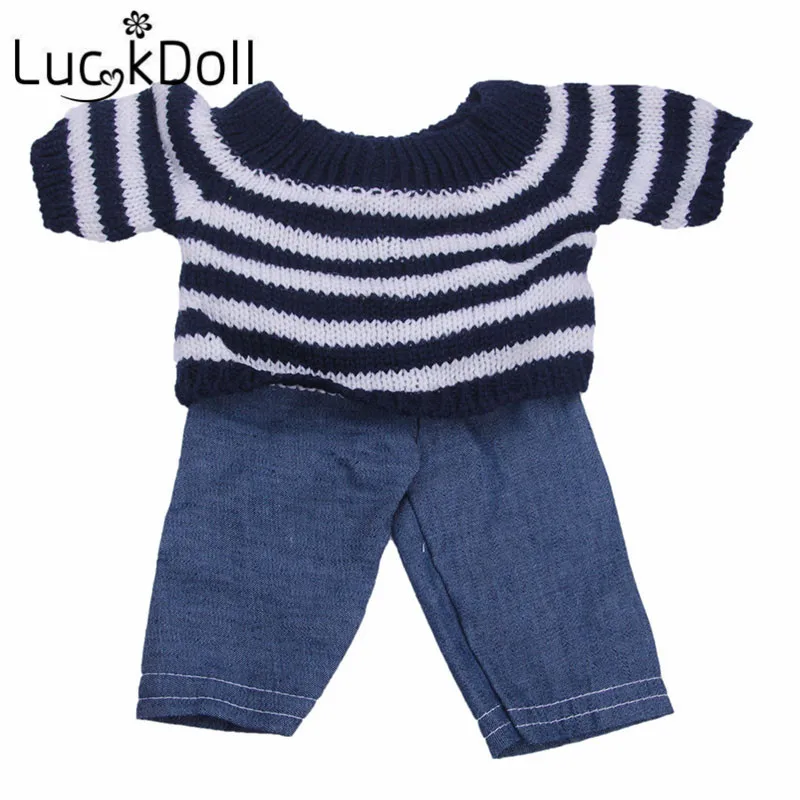 Свитер и джинсы LUCKDOLL в полоску для куклы 43 см или 18 дюймов | Игрушки хобби