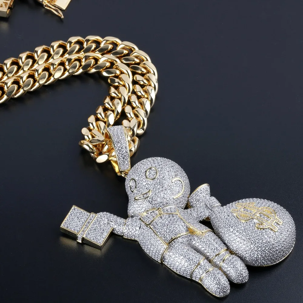 TOPGRILLZ доллар Gangster Детская Подвеска Цепочки и ожерелья Для мужчин Iced Out cz-цепочка хип-хоп/панк цвета: золотистый, серебристый Подвеска Ожерелье Бижутерия вечерние подарки
