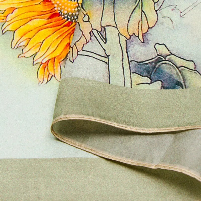 Женский шарф из 100% шелка с солнечным цветком шелковый бандана 2019 | Аксессуары для