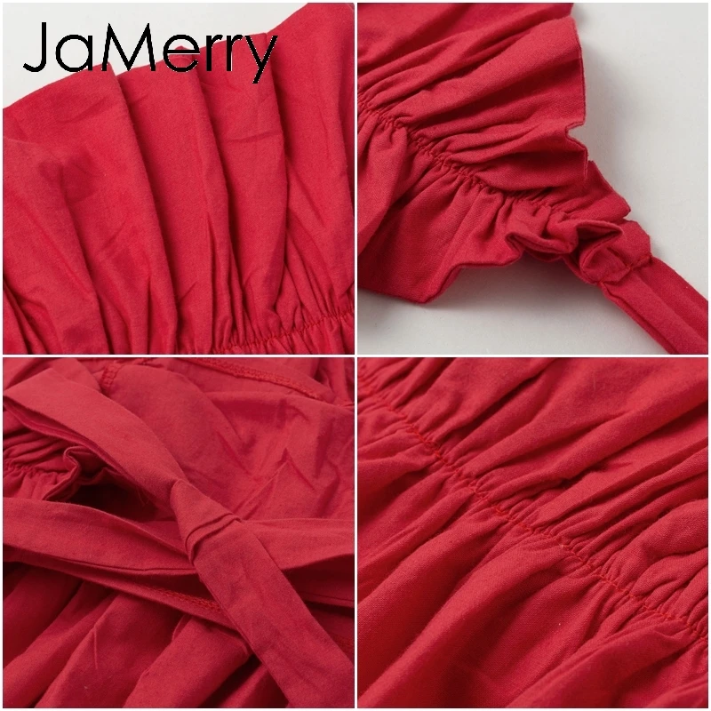JaMerry, Сексуальный Топ без бретелек с рюшами, летние пляжные топы на шнуровке, однотонные женские короткие майки, модные вечерние топы