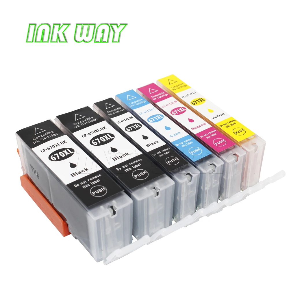 INK WAY 6x Ink Cartridges PGI-670XL CLI-671XL for Pixma MG5760 MG5765 MG6865 MG7760 etc.,1 extra black with 5C full set