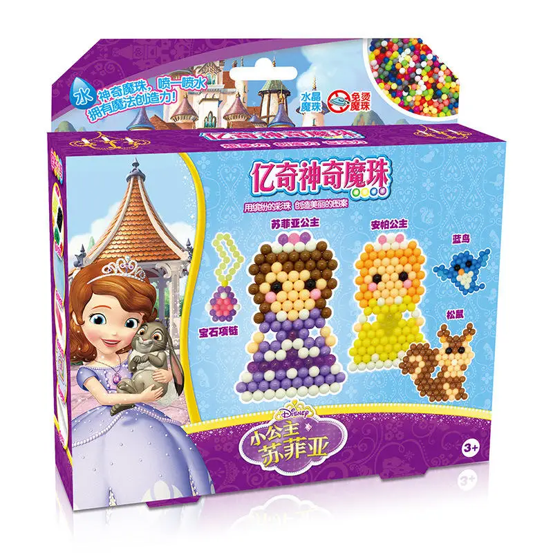 Disney Мультфильм Эльза DIY волшебная бусина Детская обучающая игрушка ручная работа bean вода липкая креативная живопись день рождения девочки мальчика подарок - Цвет: e