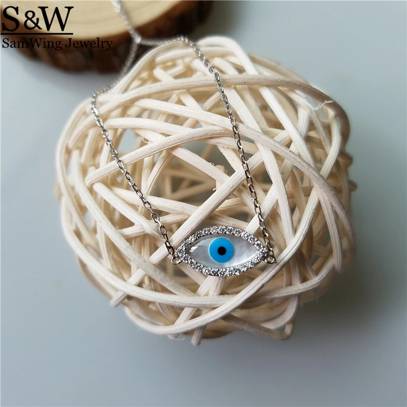 5pcs 2017 Wholesale genuine mother of pearl turkish eye fashion 925 sterling silver necklace | Украшения и аксессуары