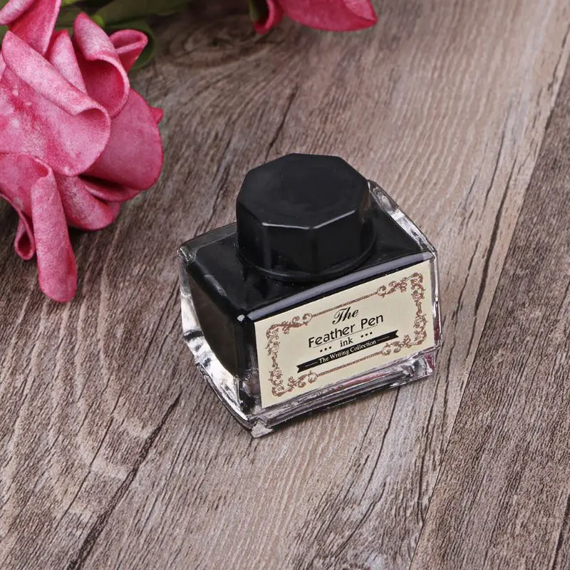 

Newest Vintage Feather Quill Dip Pen Fountain Pens With Ink +5 Nibs Set Stationery Gift Dropshipping