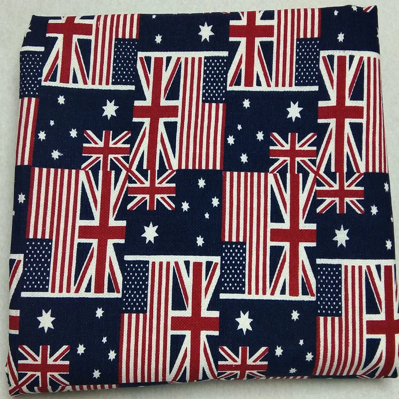 Плотная и прочная хлопковая ткань с принтом Королевского флага темно-синего