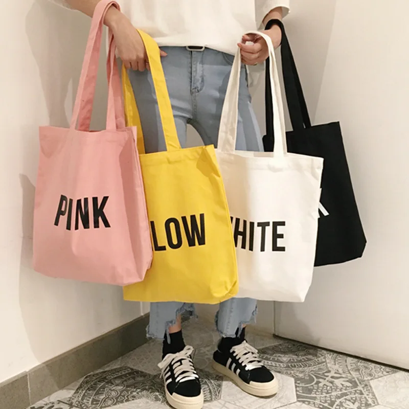 

Ladies Duty Canvas Tote Bag 2018 girls simple bag Handmade Cotton Shopping School Travel Women Folding Shoulder Shopping Bags