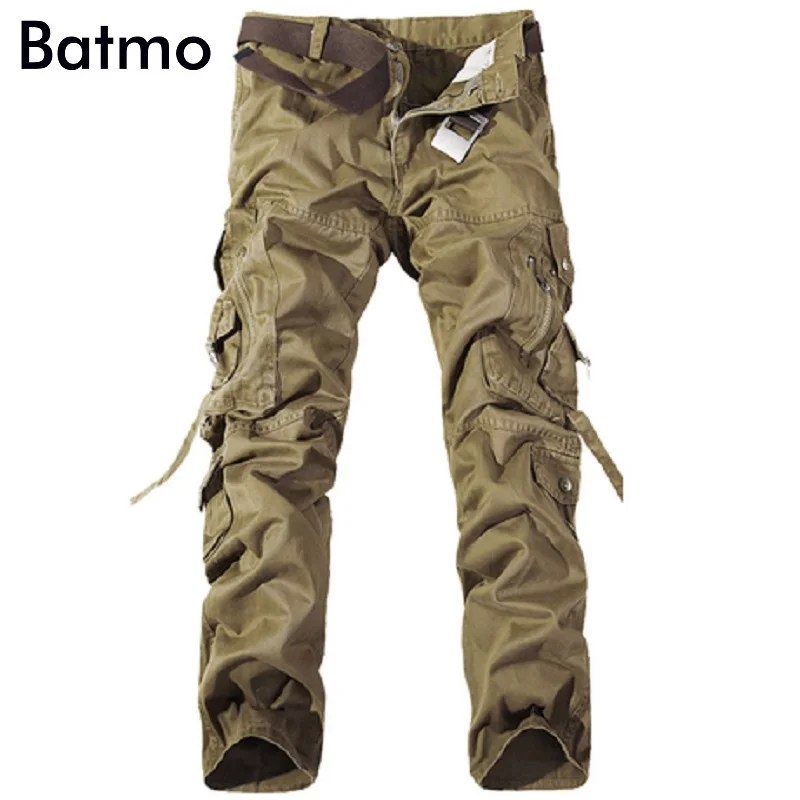 Batmo 2018 Новое поступление высокое качество хлопок много карманов серые брюки