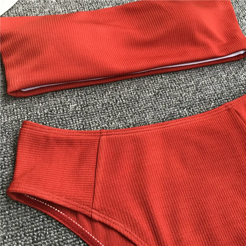 Женский раздельный купальник Maillot De Bain бикини с высокой талией без бретелек 2018| |