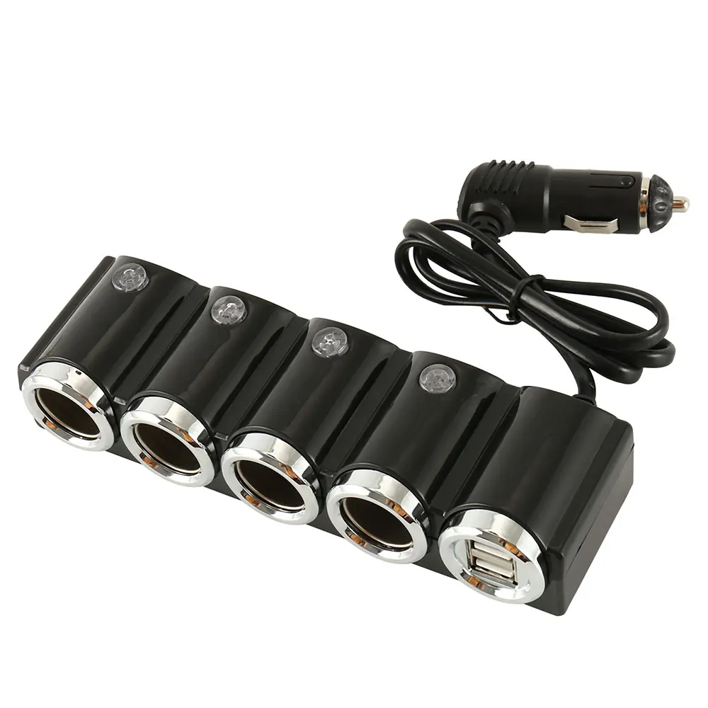 DC 12V/24V 4 Way Auto Car Cigarette Lighter Socket Splitter Power Charger Adapter Charging Dual USB Ports for Smartphones Hot | Автомобили