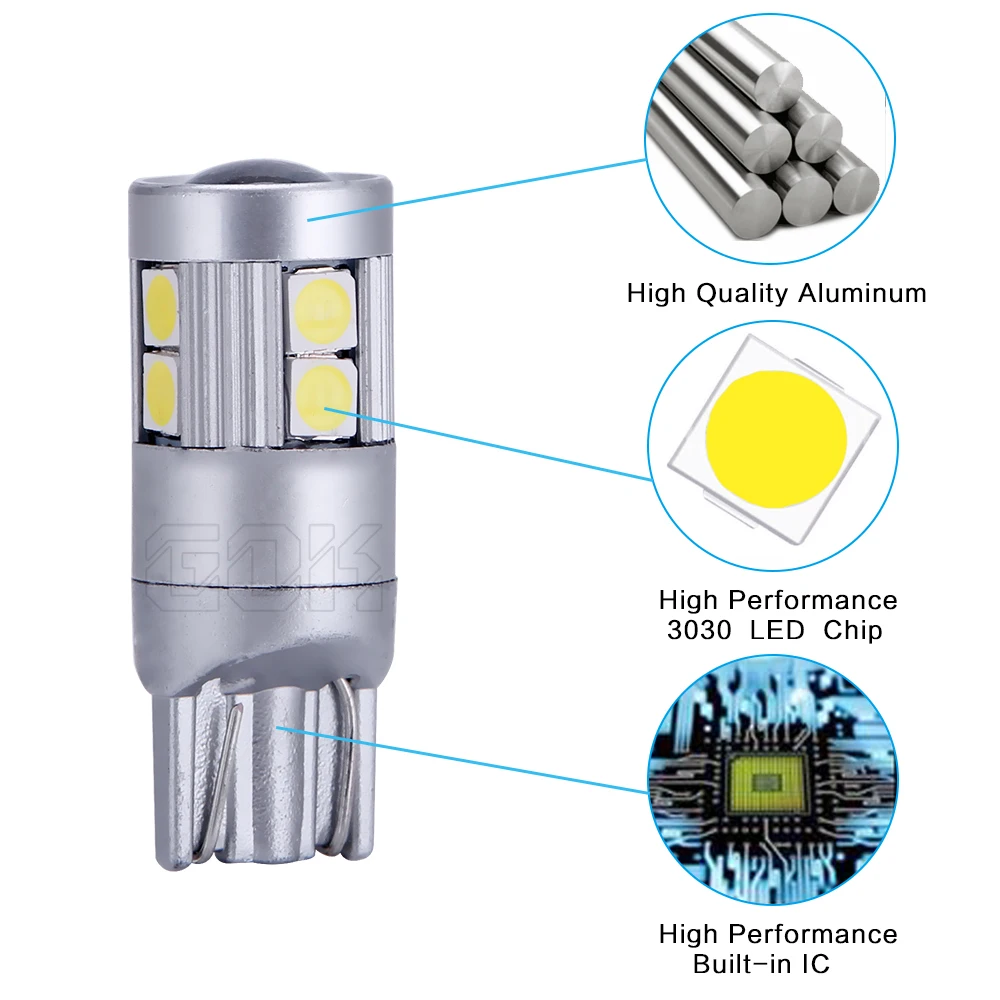 2 X T10 W5W 9 SMD 3030 LED 9w t10 габарисветильник огни габаритные 168 светодиосветодиодный CANBUS