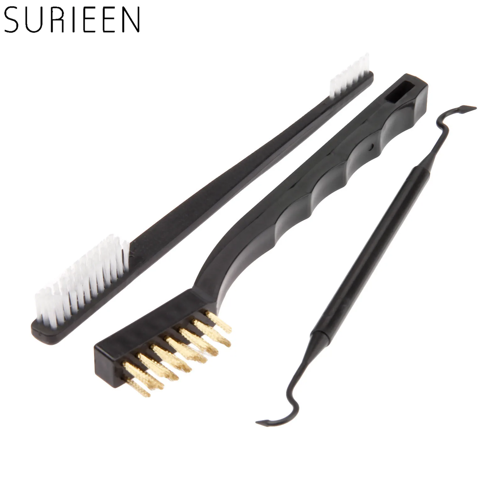 

SURIEEN 3 pcs/pack Rifle Gun Cleaning Brush Tool Set Kit Shooting Hunting Pistol Shotgun Cleaning Brushes Double-end Pick