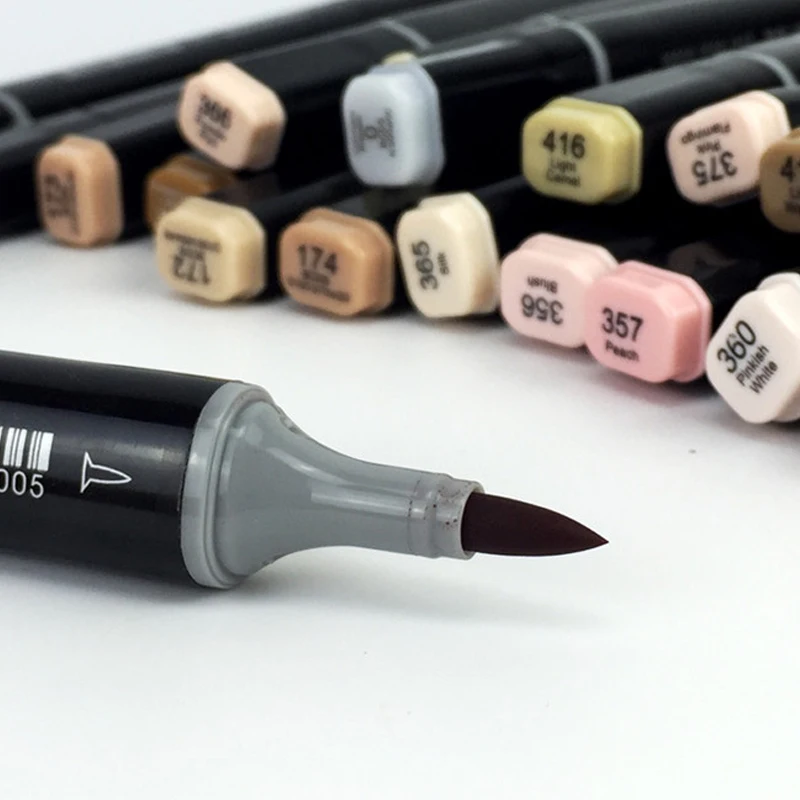 Двусторонние маркеры Finecolour EF102 12/24/36 цветов манги тонкие тона эскиз графический