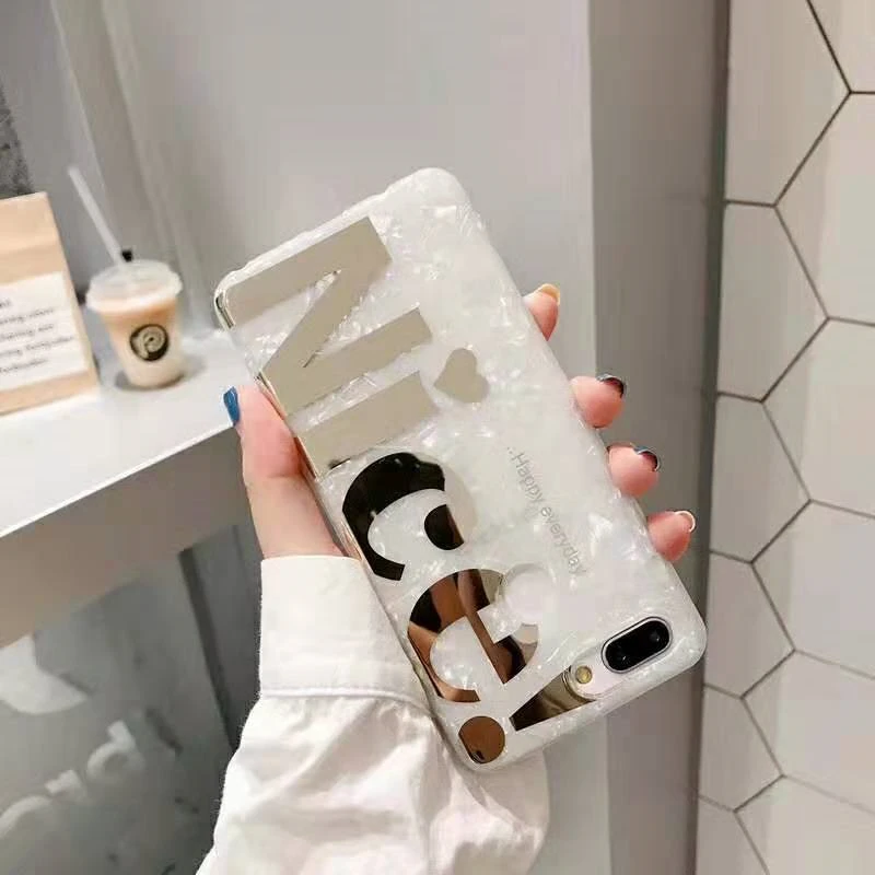 Sdreefge Gold English Letters Conch Veins Phone Case For iphone XS Max X XR 8 7 6 S Plus Back Cover Fashion TPU Cases Retro Capa |